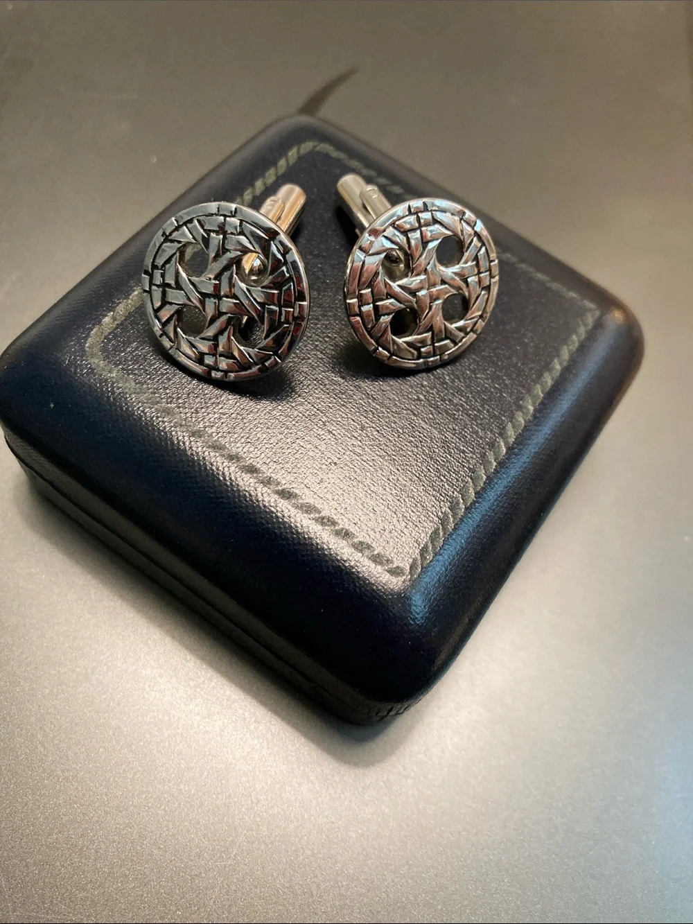 Silver Tone Pattern Cufflinks